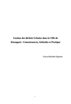 Gestion des déchets urbains dans la ville de Kisangani