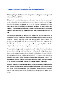 Co-create, learning to live and work together