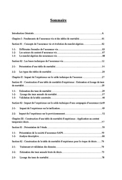 Les tables de mortalite d'experience en assurance vie