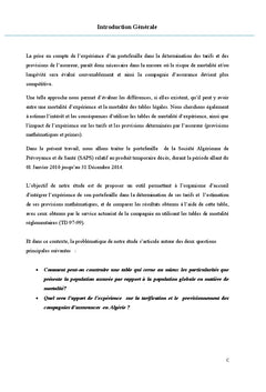 Les tables de mortalite d'experience en assurance vie