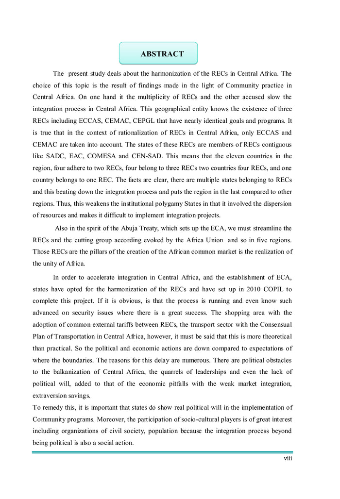 L'Harmonisation Des Politiques D'Intégration en Afrique Centrale: