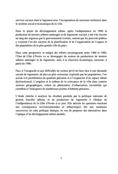Urbanisation et politiques d'aménagement foncier et de logement