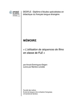 L'utilisation de séquences de film en classe de FLE