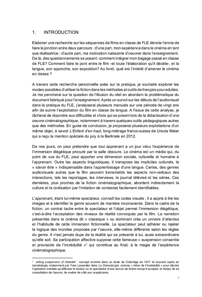 L'utilisation de séquences de film en classe de FLE