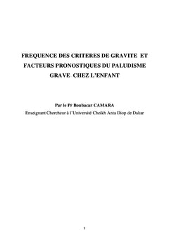 Facteurs pronostiques du paludisme grave de l'enfant