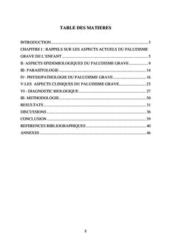 Facteurs pronostiques du paludisme grave de l'enfant