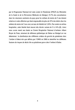 Facteurs pronostiques du paludisme grave de l'enfant