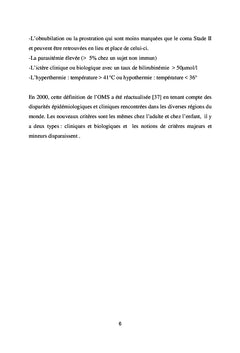 Facteurs pronostiques du paludisme grave de l'enfant