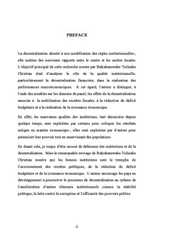 Institutions, décentralisation financière et performance économique
