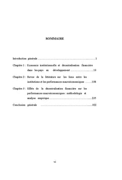 Institutions, décentralisation financière et performance économique