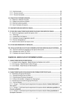 Caractéristiques écologiques des forêts denses humides des Comores