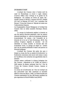 Caractéristiques écologiques des forêts denses humides des Comores