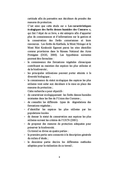 Caractéristiques écologiques des forêts denses humides des Comores