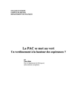 La PAC se met au vert