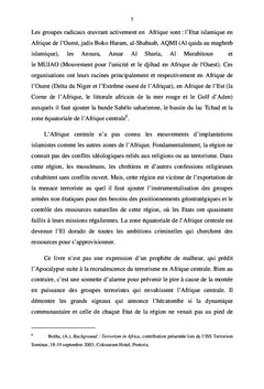 Antiterrorisme et promotion de l'etat de droit en Afrique centrale