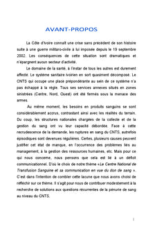 Politique dynamique de communication en vue du don de sang de qualite