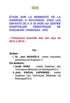 Etude sur la morbidité de la diarrhée à rotavirus chez les enfants