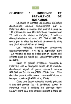 Etude sur la morbidité de la diarrhée à rotavirus chez les enfants