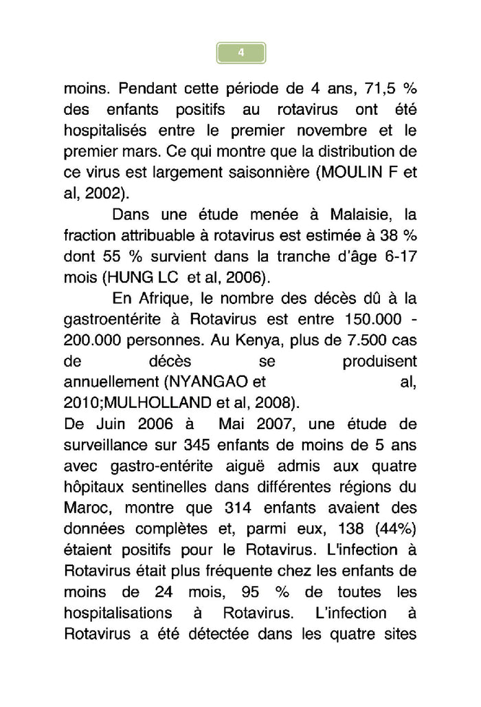 Etude sur la morbidité de la diarrhée à rotavirus chez les enfants