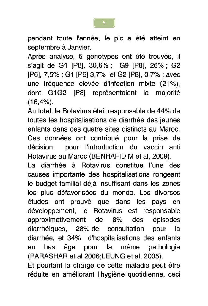 Etude sur la morbidité de la diarrhée à rotavirus chez les enfants