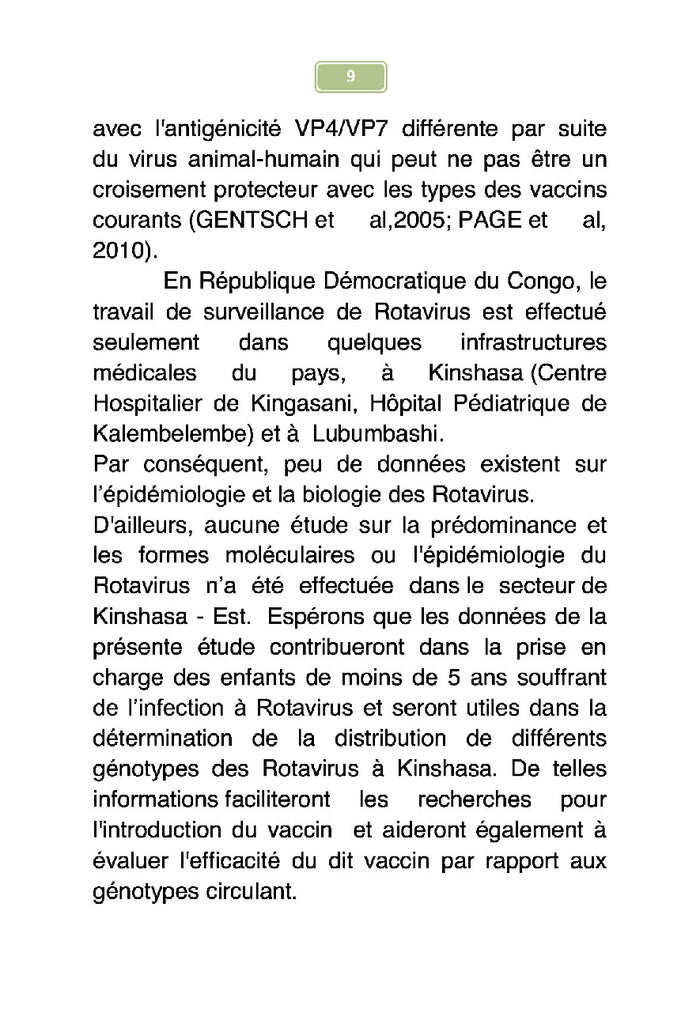 Etude sur la morbidité de la diarrhée à rotavirus chez les enfants