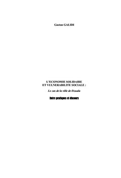 Economie solidaire et vulnérabilité sociale: cas de la ville de Douala