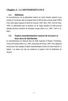 Cause de la monodominance de l'essence Cynometra alexandri