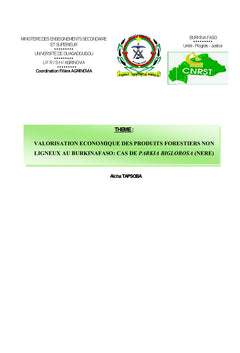 Valorisation économique des graines de Parkia biglobosa (néré)