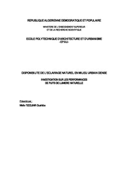 Disponibilite de l'eclairage naturel en milieu urbain dense