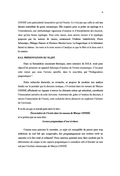 Énonciation de l'ironie dans les romans de Maryse Condé
