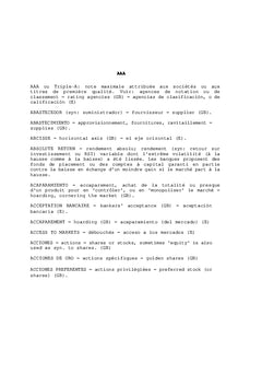 Glossaire économique et financier Français/ Anglais/ Espagnol