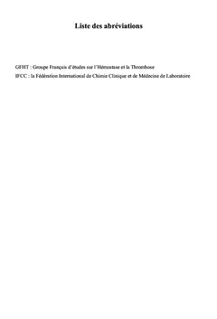 Analyse des causes de rejet des prélèvements pour bilan d'hémostase