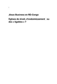 Jesus Business en RD-Congo eglises de reveil, d'endormissement ou "des ligablos"?