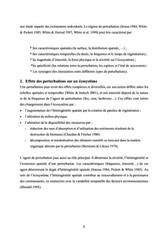La dynamique des zones humides temporaires et perturbations
