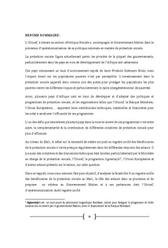 Registre Social des beneficiaires de la protection sociale au Mali