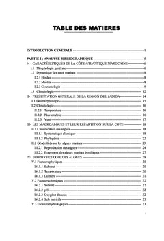 Etude de la biodiversité des macroalgues marines d'El Jadida