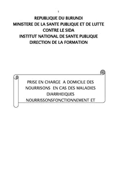 Prise en charge à domicile des nourrissons en cas de diarrhée