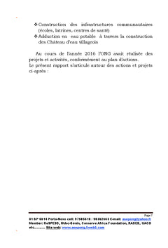 Rapport d'activités 2016 ASEP ONG