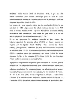 Accidents domestiques chez l'enfant et facteurs de mauvais pronostic