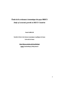 Etude de la croissance economique des pays BRICS