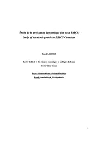 Etude de la croissance economique des pays BRICS