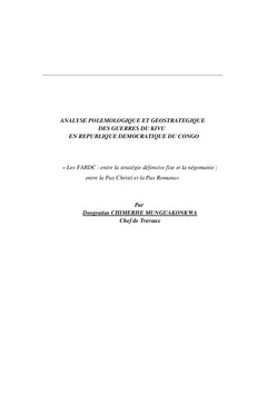 Analyse polemologique et geostrategique des guerres du Kivu en RDC