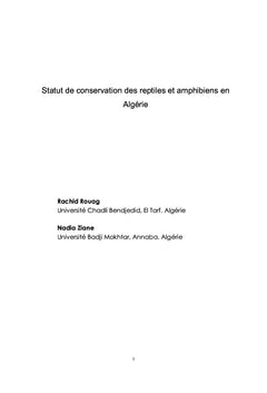 Statut de conservation des Reptiles et Amphibiens en Algérie