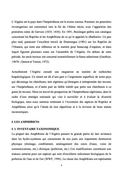 Statut de conservation des Reptiles et Amphibiens en Algérie