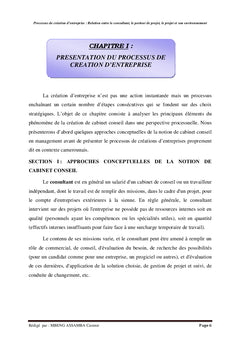 Processus de création d'entreprise