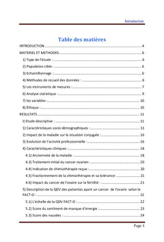 Qualité de vie des patientes atteintes d'un cancer de l'ovaire