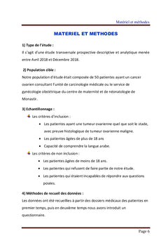 Qualité de vie des patientes atteintes d'un cancer de l'ovaire