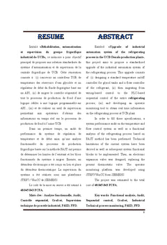 Automatisation et Monitoring d'un groupe frigorifique industriel