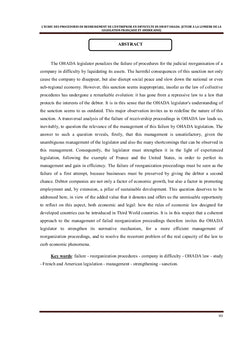 L'échec des procédures de redressement de l'entreprise