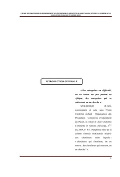 L'échec des procédures de redressement de l'entreprise
